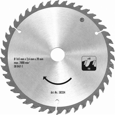 HM-Sägeblatt HM 165x20x48Z für Einhell Tauchsäge TE-PS 165