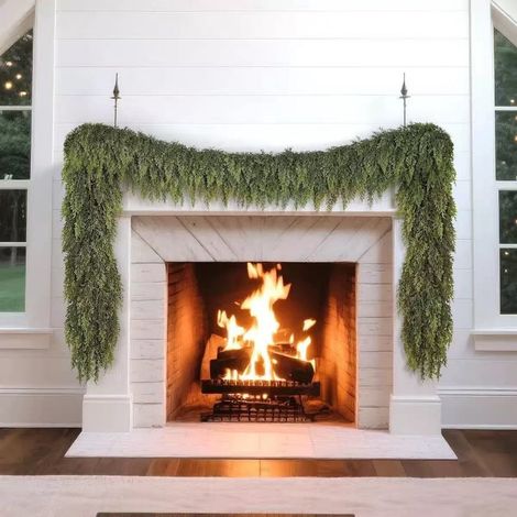 Guirlande De Noël En Cèdre Et Norfolk - 274 Cm - Pour Intérieur Et Extérieur - Décoration De Cheminée Porte Mur - 1 Pièce (1/5)