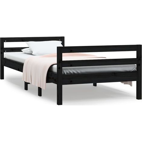 Maison Exclusive - Giroletto Nero 75x190 cm in Legno Massello di Pino (1/5)