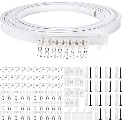 Binario per tende a soffitto curvo pieghevole da 5 metri, supporto flessibile per tende a soffitto, binario curvo per finestre per sistema di binari per tende (1/5)
