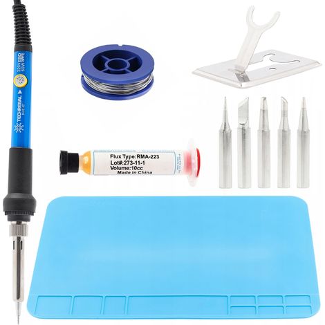 Set saldatore Techrebal "Blue Jet" 60W 7 in 1 (saldatore, 5 punte e supporto) + KIT23