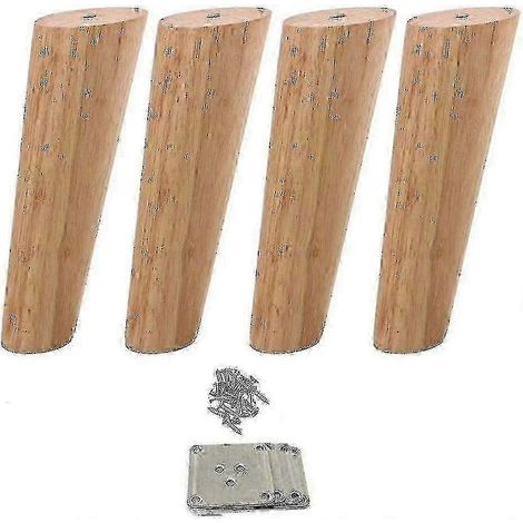 L'ensemble de quatre pieds de meubles coniques en bois de CHUN — des pieds de canapé en bois massif — permet d'augmenter la hauteur des meubles et de créer une décoration intérieure élégante. (1/5)