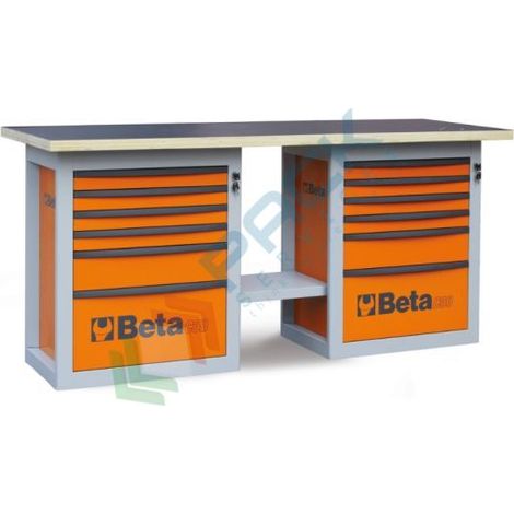 Beta C59B Banco da lavoro Endurance con doppia cassettiera - Arancione (1/2)