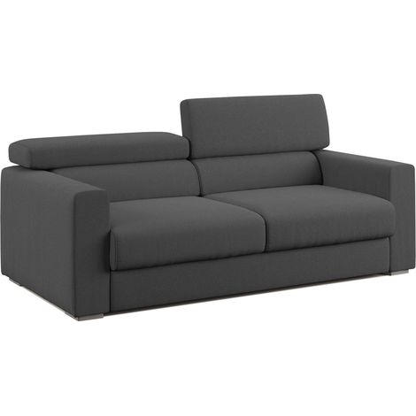 Dylan Canapé avec pouf amovible en tissu effet coton imperméable T13 158 cm anthracite