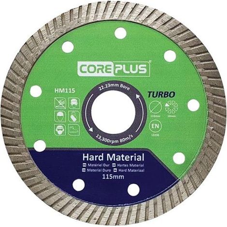 CorePlus HM115 115mm Turbo Diamond Blade 22.23mm Bore for Hard Materials (1/2)