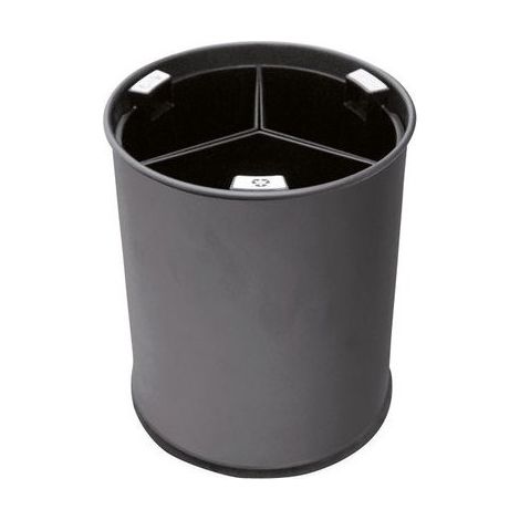 Corbeille de Tri Sélectif 13L avec 3 Compartiments Noirs - Probbax (1/2)