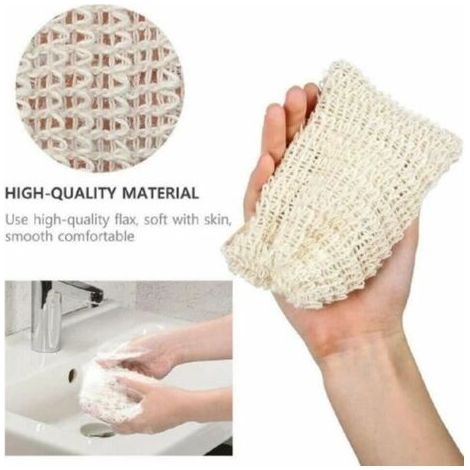 Sacs à Savon Ramie Naturel Pour Douche - 5 PièCes, Pochette Pour Savon Fait Maison, Sac En Maille Avec Cordon De Serrage-Karteo (1/4)