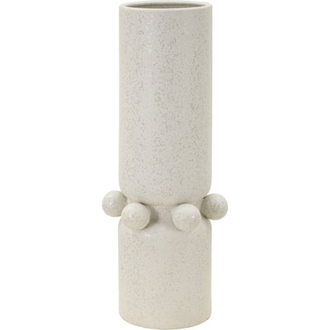 Vaso Bubbles in ceramica crema con sfere decorative 15,5x41 cm