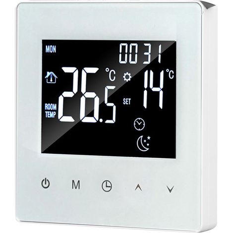 Thermostat numérique programmable avec affichage et câble de sonde de 3 m pour chauffage au sol électrique, idéal pour la maison, l'hôtel et le bureau, 90-240 V CA, blanc, sans Wi-Fi (1/5)