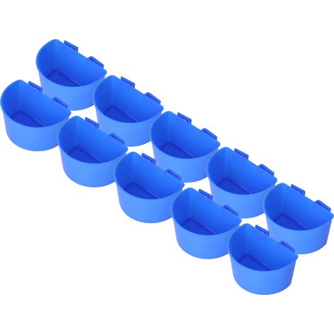 Lot de 10 mangeoires suspendues pour pigeons, en plastique sûr, avec motif demi-cercle bleu. (1/5)