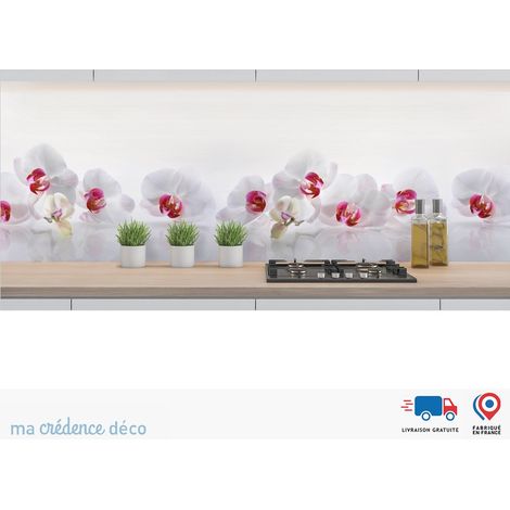 Crédence : Orchidées blanches - Alu composite - 60 - 180 (1/3)