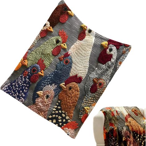 Couvre lit avec motif de poule Couverture portable à imprimé de dessin (1/5)