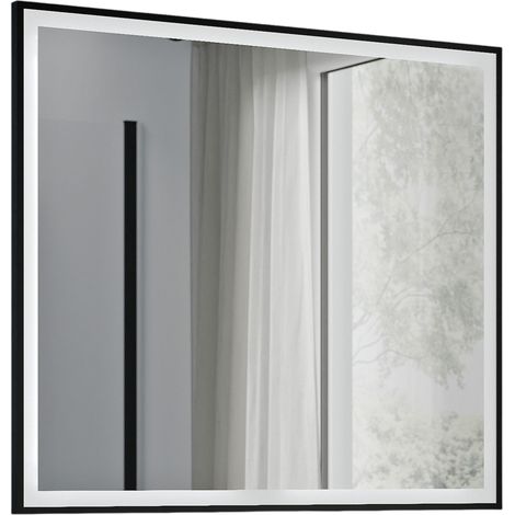 BERNSTEIN Specchio da bagno rettangolare a LED 70x80cm cornice nera, antiappannamento, intensità della luce regolabile, sensore di movimento, VARO	80 cm