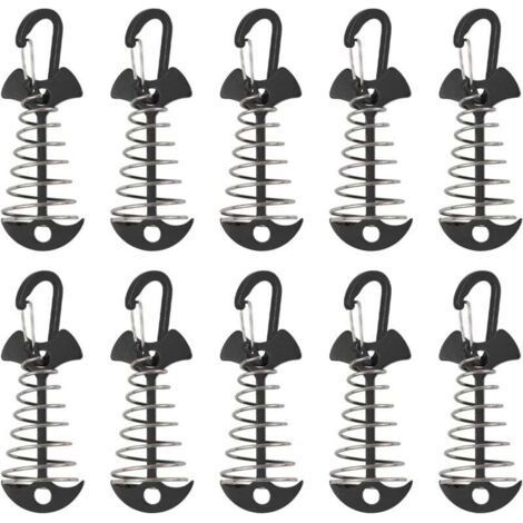 Patio Anchor Stakes, 10Pcs Windproof Aluminum Alloy with Spring Buckle, Portable Anchor for Outdoor Camping (1/4)