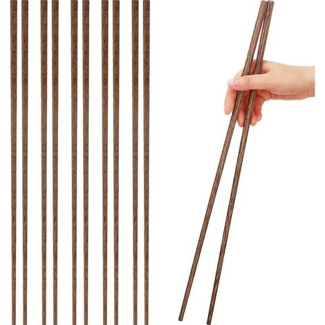 Lot de 5 longues baguettes de cuisine en bois naturel, format 16,5 pouces, idéales pour fondue, friture, nouilles, cuisson et préparation de plats asiatiques (1/4)