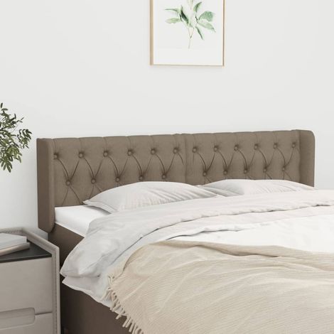 Tête de lit avec oreilles Armoire de tête de lit Taupe 147x16x78/88 cm Tissu 82572 (1/5)