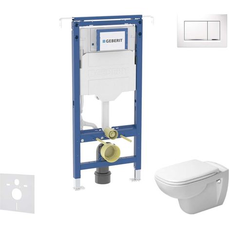 Geberit Duofix - Set Vorwandelement, Duravit D-Code WC und Sitz, Sigma20 Tasten, Rimless, SoftClose, weiß/Chrom glänzend SANI11CP3105 (1/5)