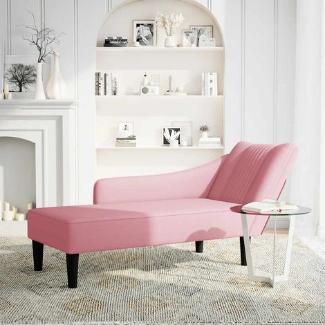 Fauteuil de Salon,Chaise,Fauteuil long avec accoudoir droit rose velours CFW611659 (1/5)
