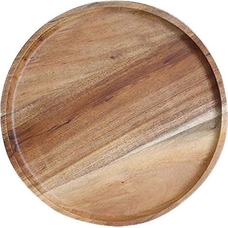 Assiettes plates rondes en bois d'acacia, faciles à nettoyer et légères, idéales pour les plats, les en-cas et les desserts. (1/4)