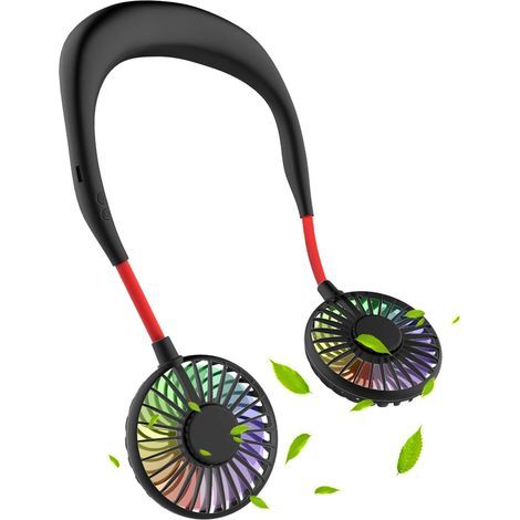 Mini ventilatore USB portatile, ventilatore da collo portatile ricaricabile, ventilatore da collo, raffreddatore d'aria a doppia testa a 3 velocità per il collo (1/5)