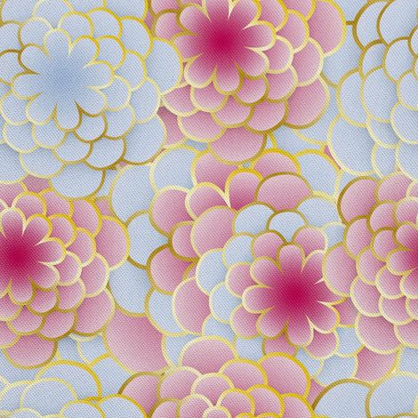 Telas decorativas para exteriores Oxford - Motivo floral rosa y azul (1/5)