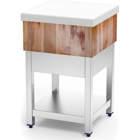 Billot de Boucher Inox en Bois et Polyéthylène Blanc - Fricosmos (1/3)