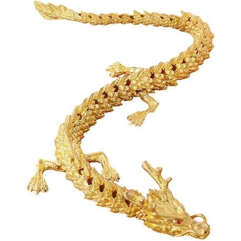 Chinesische Drachenskulptur aus Messing, Tischdekoration, Teetierfigur, Souvenir, dekorative Frühlingsfest-Dekoration für Zuhause und Büro, langlebig-Golden Color 40cm (1/5)