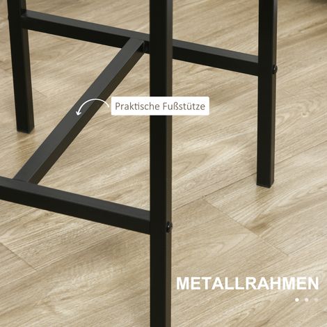 Lot de 3 meubles de bar, table haute + 2 chaises, MDF, cadre métallique, imperméable, marron (1/4)