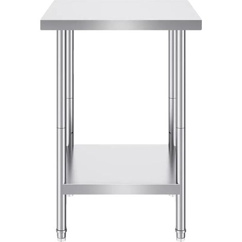 Mesa de preparación, acero inoxidable, altura regulable, roja. (1/2)