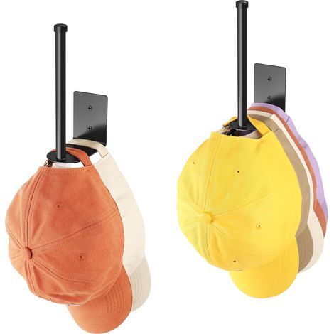 Set mit 2 Baseballkappenhaltern, Aufbewahrungsbox für Baseballkappen aus Edelstahl, Hutorganizer, robuster Hutaufhänger (1/4)