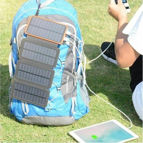 Chargeur solaire 20000 mAh Portable Power Bank avec 4 panneaux étanche Power Bank avec 2 USB Camping en plein air téléphone tablette Cisea (1/4)