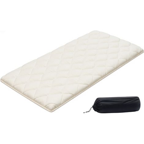 VEVOR Matelas Futon Portable Pliable 991x2032x63,5 mm, Matelas de Sol avec Sac de Rangement et Sangles, Futon Japonais Tatami Tapis pour Dormir Meditation Yoga Invite Voyage, 9 Couches, Blanc (1/5)