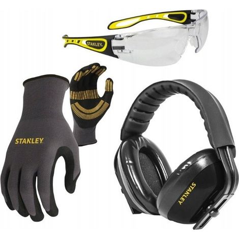 Kit EPI STANLEY SYCOMBOKIT (casque antibruit, lunettes de sécurité, gants en nitrile x 2)