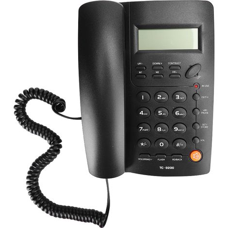 TC-9200 ABS Noir Mains Libres Identification de l'appelant Téléphone fixe pour famille, entreprise, bureau, hôtel (1/5)