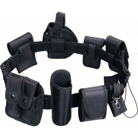 1 Ceinture tactique, boucle rapide, nylon 600D, 9 pochettes, pour sécurité et plein air (1/5)