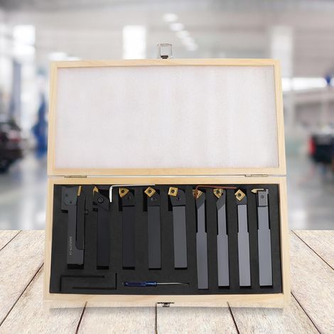 Lot de 9 outils de tournage 20 mm avec plaques réversibles pour tours, vis haute performance et autres applications de traitement