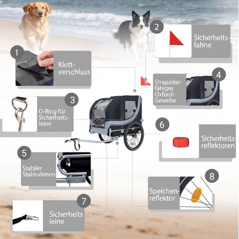 Remolque para perro bicicleta plegable 40 kg acero OKMYHOME (1/2)