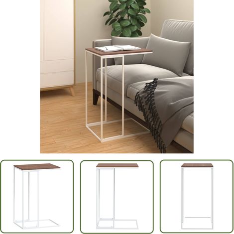 The Living Store Table d'appoint Blanc 40x30x59 cm Bois d'ingénierie - Table D'appoint - Table Basse - Meuble Salon - Table Côté Canapé - Table Blanche (1/5)