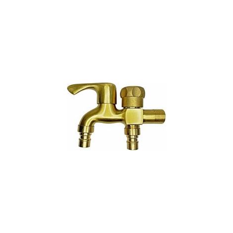Robinet de jardin double en laiton 1/2" - Robinet extérieur antigel à double sortie, idéal pour le jardin et les machines à laver (1/5)