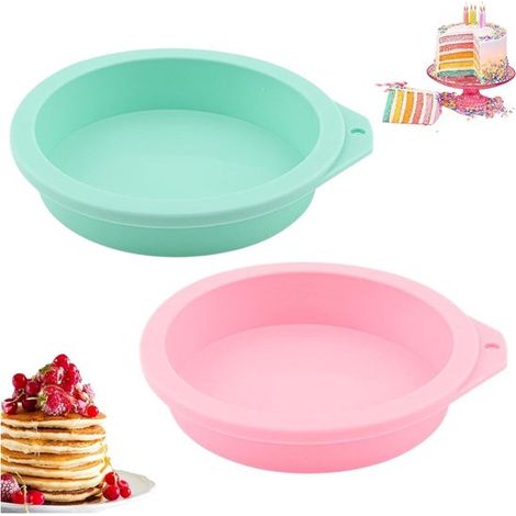 Lot de 2 moules à gâteaux en silicone (rose et bleu) pour friteuse à air chaud. Moules à œufs pour friteuse à air chaud. Accessoires pour friteuse à air chaud : moules à muffins, moules à crêpes (rose (1/5)