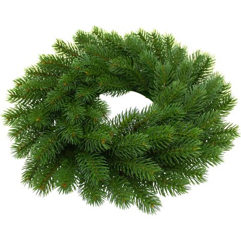 Künstlicher Spritzguss Tannenkranz grün halbgebunden - 37 cm - Weihnachts Türkranz mit naturgetreuen Kunst Tannenspitzen