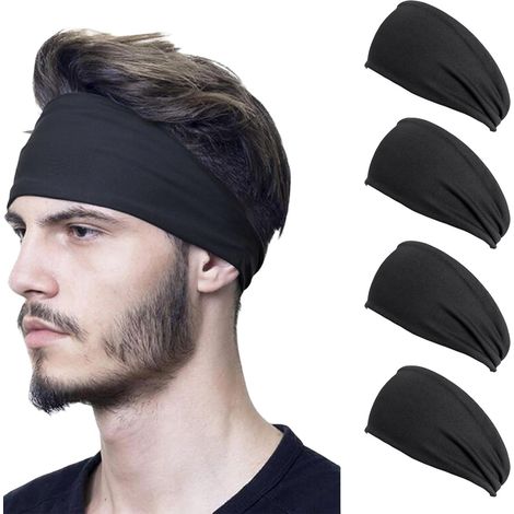 Lot de 4 bandeaux extensibles - bandeau - élastiques à cheveux - bandeau de sport - bandeau anti-transpiration à séchage rapide - bandeau de sport pour homme - Convient pour le sport - Polyester - Noi (1/5)