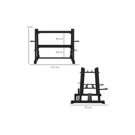 Support haltères 3 niveaux en acier noir, rangement pour 12 à 16 haltères, kettlebells et disques, 131 x 75 x 80 cm, charge 200 kg  CHICFURN (1/5)