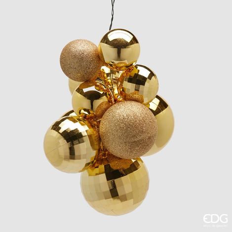 EDG Enzo De Gasperi Addobbo di Natale Grappolo MirrorMix 10 Pz Gold