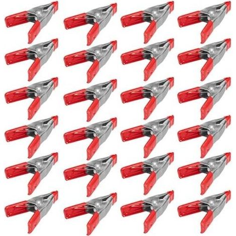Mini pinzas de resorte metálicas de 2 pulgadas con puntas de goma roja (paquete de 24) (1/3)