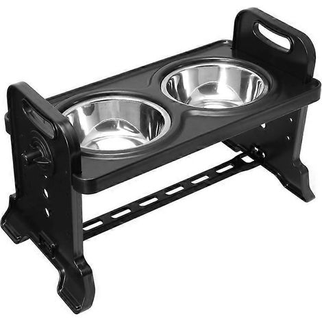 Bol réglable en hauteur pour animaux, pliable, antidérapant, double gamelle surélevée pour chien, taille L.