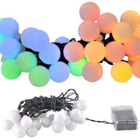 Solarbetriebene Gartengirlandenkugeln, Partymilch, mehrfarbig, 30xLED, IP44, Polux (1/5)
