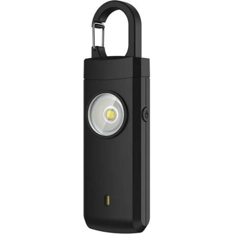 Alarme personnelle 130 dB rechargeable avec clip, lampe torche multifonction et stroboscope – Cadeau Noël, étudiant, travailleur noir (1/4)