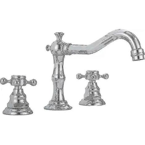 Robinet de salle de bain Homedec en laiton à 3 trous pour lavabo, mitigeur de comptoir de 20 cm de large avec cartouche en céramique, finition polie (1/4)