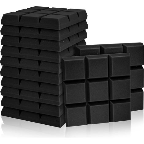 Lot de 12 panneaux de mousse acoustique, 30 x 30 x 5 cm, panneaux insonorisants, ignifuges et absorbant le bruit (sans adhésif) (1/5)